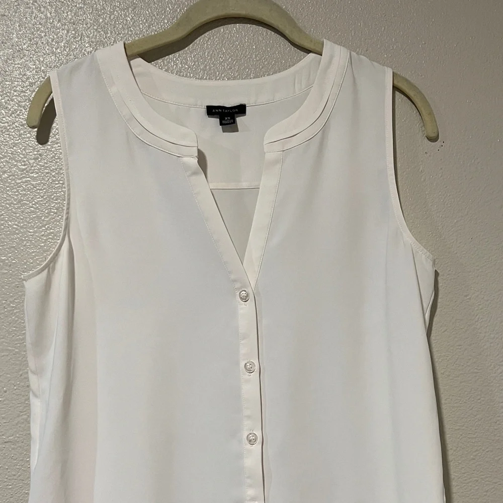 Ann Taylor Ivory Sleeveless Blouse - Picture 4 of 7